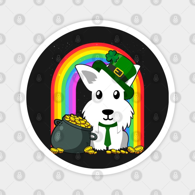 White Terrier Rainbow Irish Clover St Patrick Day Dog Gift product Magnet by theodoros20